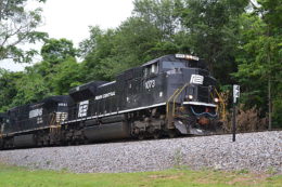 Norfolk Southern SD70ACe #1073 leads NS 227 near Linden on the B-line – July 4, 2016