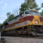 NS #1074 (Lackawanna Heritage Unit) leads train 214 westbound at Linden, Va on 8/14/2016