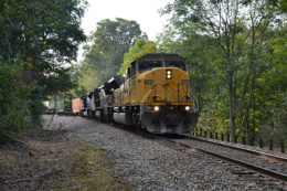 NS Train 203 headed east down Linden Hill with SD90MAC leader #7325 on 9/24/2016.