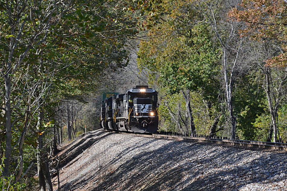 NS 211 led by NS #8880 approaches Fiery Run Road Crossing on 10/26/2016