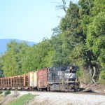 NS D9-44CW #9736 running long hood forward on a rail train in Front Royal, Va on 10/3/2016