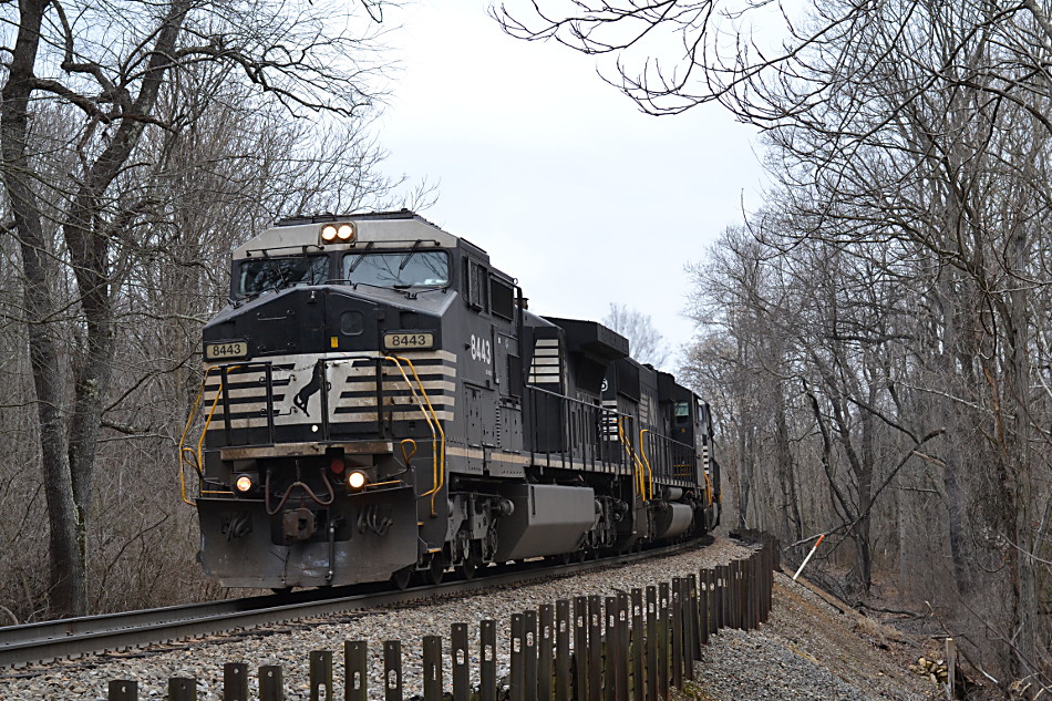NS D8-40CW #8443 leads train 211 east near Linden, Va on 1/27/2017.