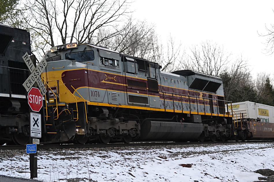 NS SD70ACe #1074 (Delaware Lackawanna & Western heritage unit) trails on train 203 on 3/17/2017.