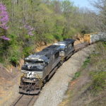 NS train 12R is led by SD70M-2 #2757 at Linden, Virginia on 4/14/2017.