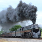 N&W Class J #611 leads NS train 957 westward at Lafayette, Virginia on the NS Christiansburg District during a Roanoke to Walton, Virginia round trip excursion on 5/29/2017.