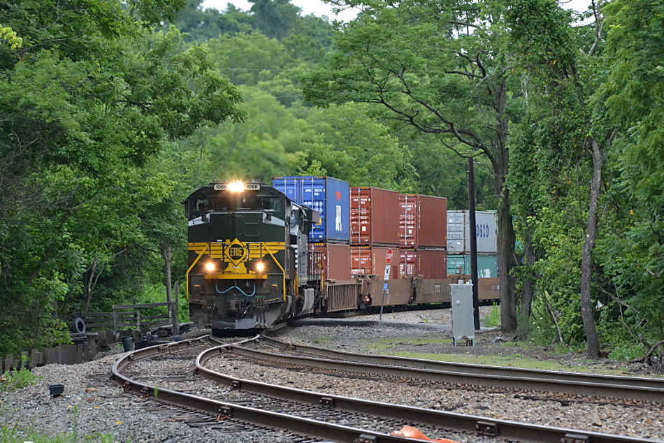 NS train 228 is led by SD70ACe #1068 east at Linden, Va on 7/22/2017.
