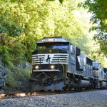 NS train 16T is led by NS SD60E #7008 northbound near Front Royal, Va on 9/13/2017.