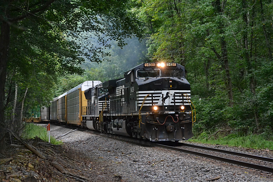 Norfolk Southern train 290 is led by D9-44CW #9438 and SD70M #2605 up Linden Hill on 9/1/2017.
