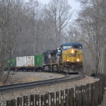 CSX AC4400CW #374 leads NS train 211 east near Linden, Virginia on 12/27/2017.