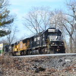 NS train 211 led by NS SD70 #2536 passes east through Linden, Virginia on 2/8/2018.