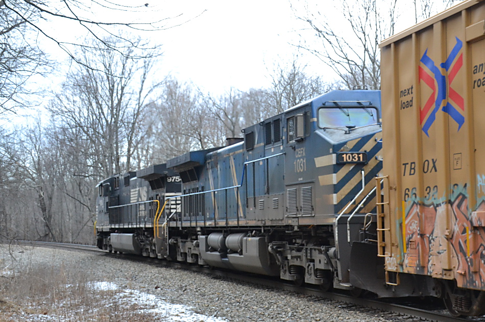 NS train 36Q with a CEFX AC4400CW #1031 trailing on 2/1/2018 in Linden Hill in Virginia.