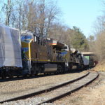 NS 214's power is pushing NS 12R up over Linden Hill on 3/10/2018.