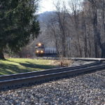 NS train 35Q is led by D9-44CW #9375 east up Linden Hill on 3/5/2018.