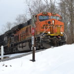 BNSF ES44C4 #6753 leads NS train 36Q west down Linden Hill on 3/22/2018.