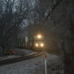 NS train 214 is led by ES-44AC #8013 westbound through Linden, Virginia on 3/1/2018.