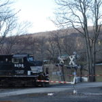 NS train 203 is led by NS D9-44CWs #9256 (Operation LifeSaver paint) east past the Fiery Run Road crossing near Linden, Virginia on 4/4/2018.