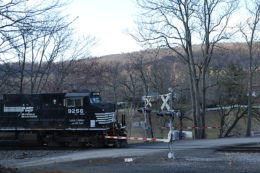 NS train 203 is led by NS D9-44CWs #9256 (Operation LifeSaver paint) east past the Fiery Run Road crossing near Linden, Virginia on 4/4/2018.