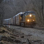 CSX ES44DC #5273 leads NS train 290 west up Linden Hill on 4/9/2018.