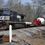 NS D9-44CW #9377 leads train 052 east through Linden, Virginia on 4/29/2018.