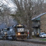 NS train 916 is led by NS SD60 #6677 west through Markham, VA on 4/10/2018.