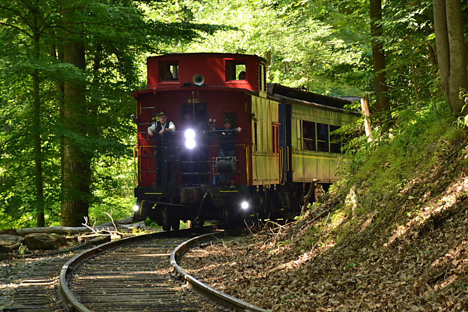 The caboose led on the way back at Mt. Cuba.  Those lights were very bright.