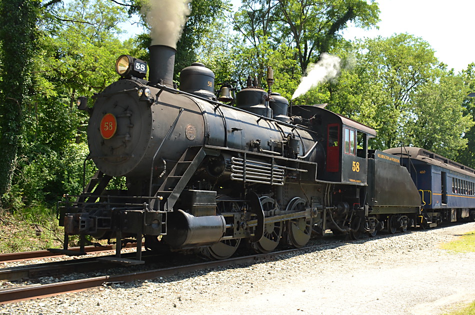 Wilmington and Western #58 Preparing to Depart Greenbank station on 6/17/2018.