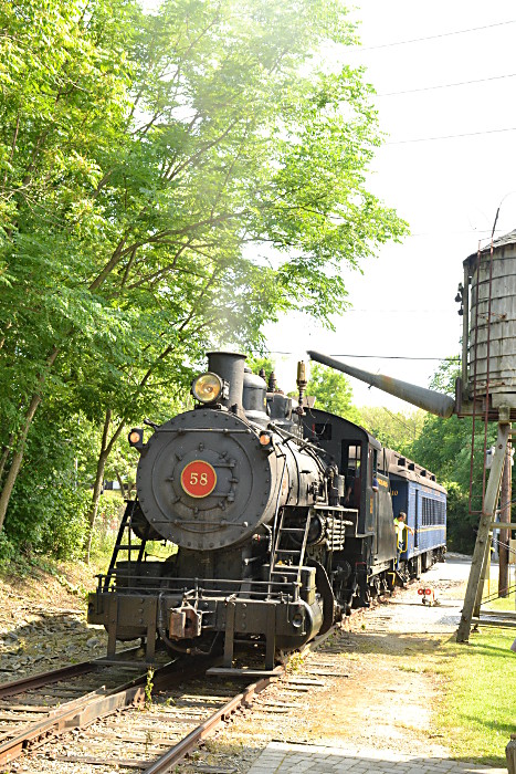 WW #58 getting ready to take on water at Greenbank station.