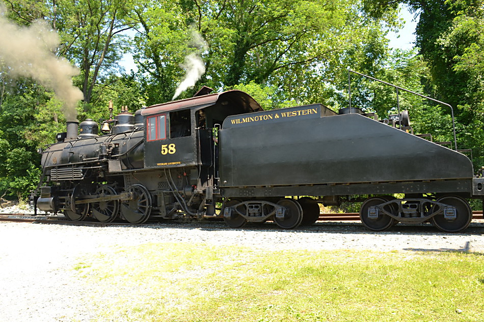 Wilmington and Western #58 Preparing to Depart Greenbank station on 6/17/2018.