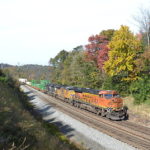 NS Train 211 heads east near Front Royal, Va on 10/31/2018.