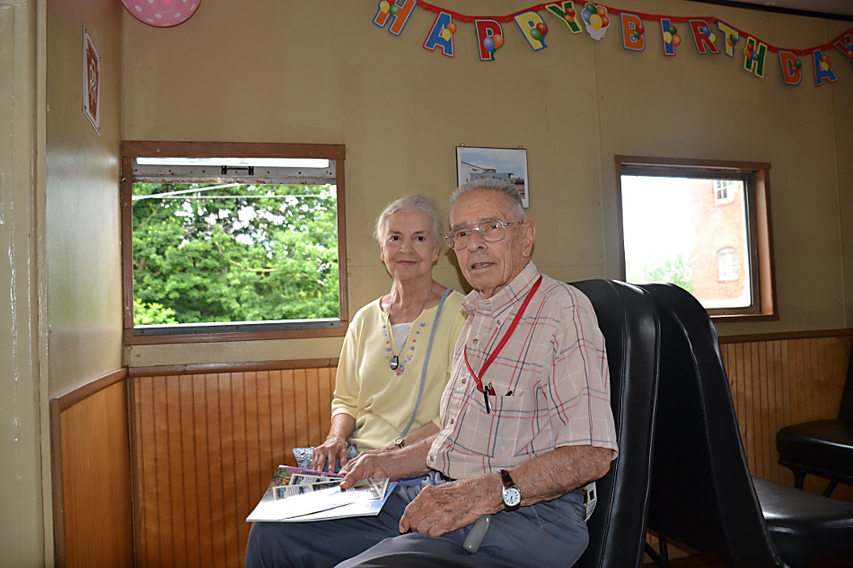 My mom and dad enjoying the ride on the Walkersville Southern Railroad.