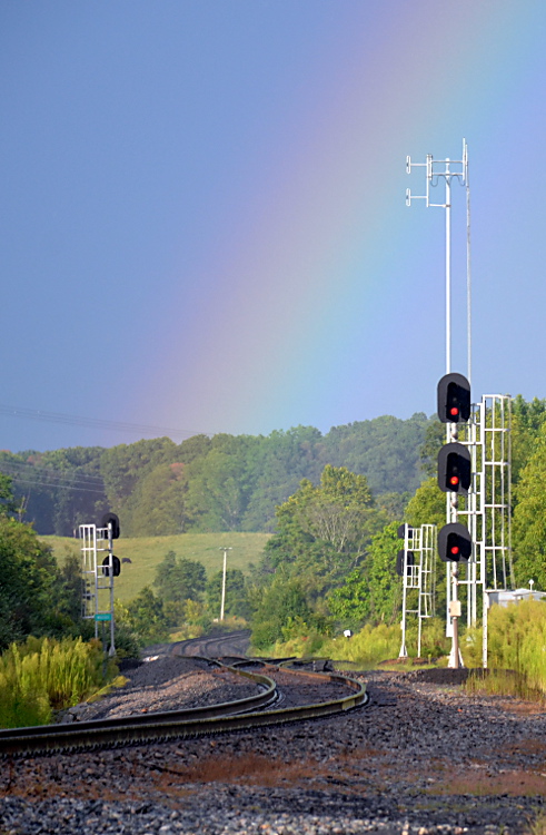 Rainbow as seen from the Norfolk Southern B-line at Woods in Front Royal, Va on 8/20/2019