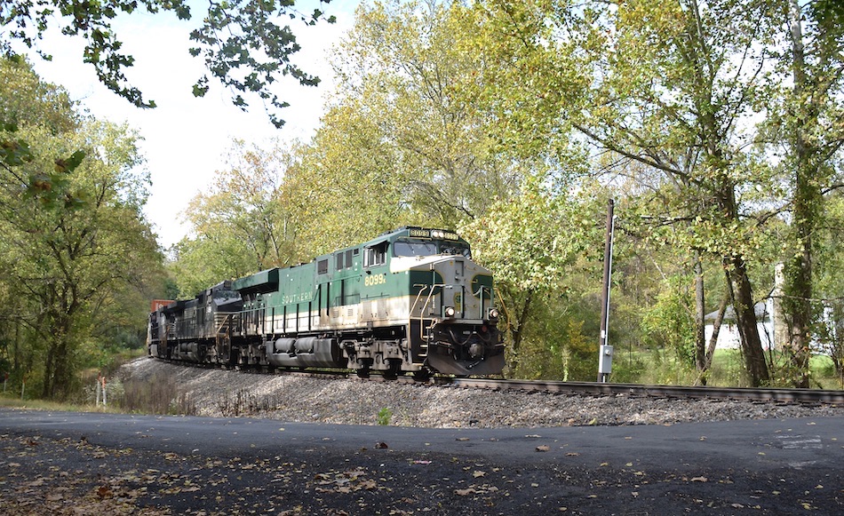 NS ES-44AC #8099 (Southern Railway heritage) leads train 211 east past Markham, VA on 10/16/2020.