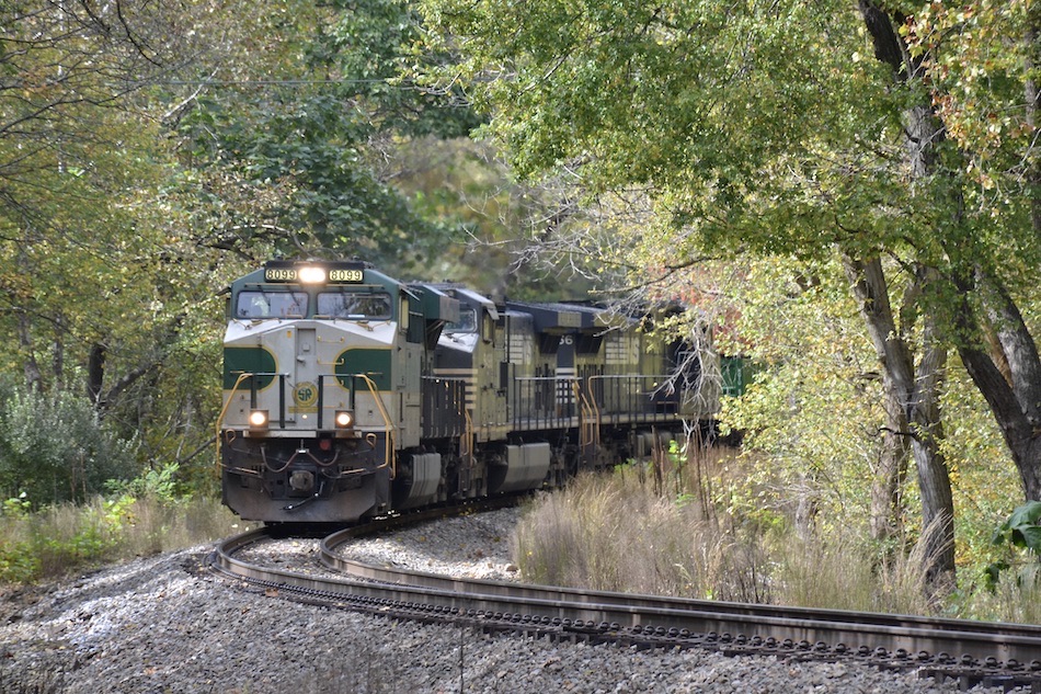 NS ES-44AC #8099 (Southern Railway heritage) leads train 211 east past Markham, VA on 10/16/2020.