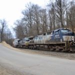 NS 227 is led by AC44C6M #4002 (special horse's mane paint scheme) at Belle Meade, VA on 1/24/21.