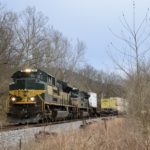 NS SD70ACe #1068​ leads train 202 north near Front Royal, Virginia on the former Norfolk and Western Shenandoah Valley Line on February 6, 2021