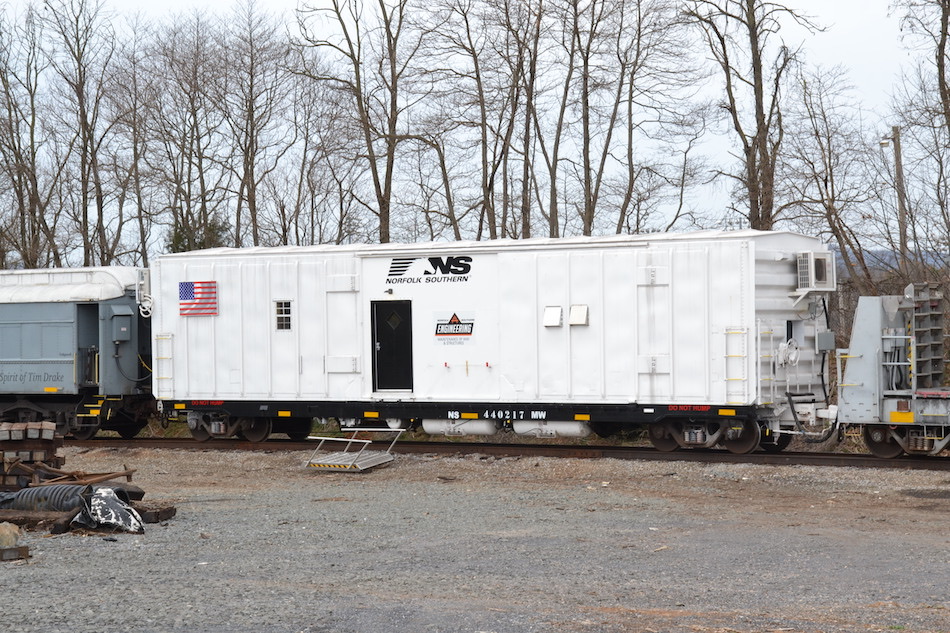 Norfolk Southern engineering department car in Front Royal, Virginia on 3/25/2021.