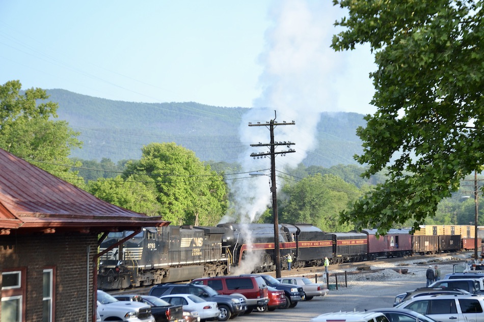 Norfolk and Western Class J #611  near the Shenandoah, Virginia train station ready to head south on June 2, 2023.